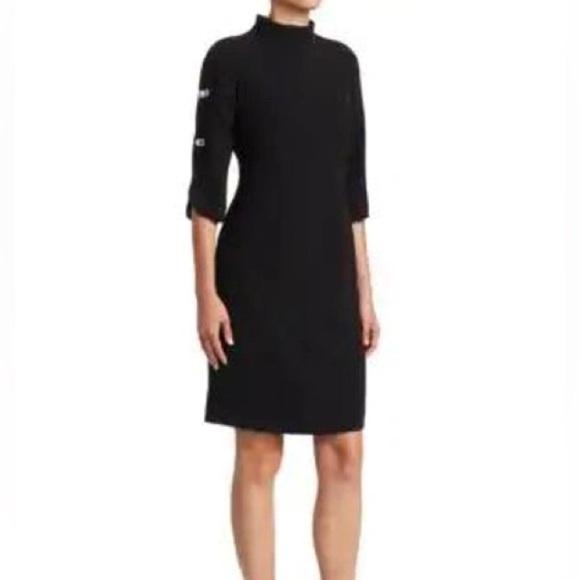 Teri John Navy Sheath Dress with Rhinestone Detail Size 14 - Picture 2 of 11